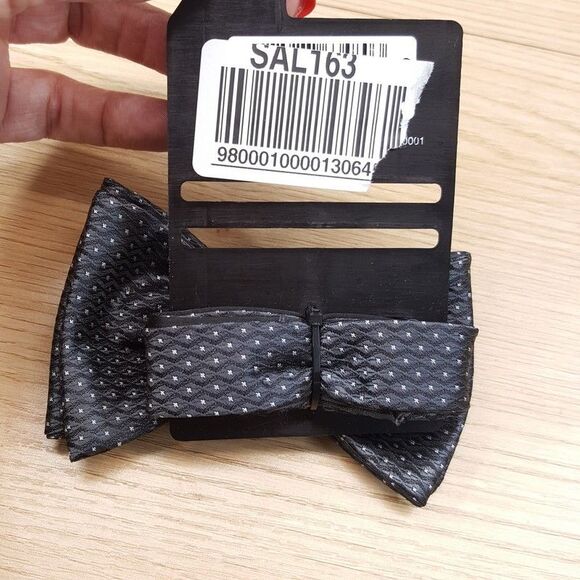 ALFANI Bow Tie Gray Birds Eye Geometric Pre-Tied - Picture 2 of 3